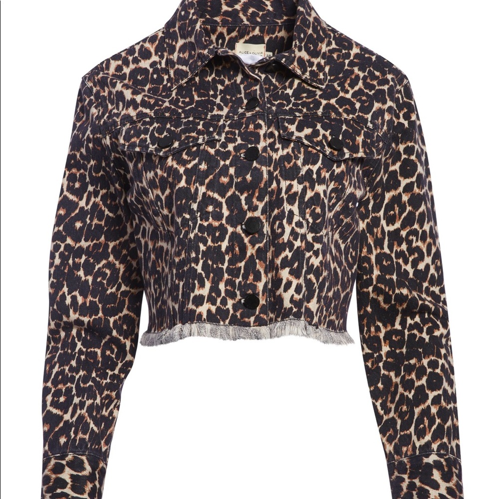 Alice and Olivia Cropped Leopard Jacket